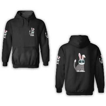 Discover Happy Easter Cat With Bunny Ears And Glasses Cat 3D Hoodies