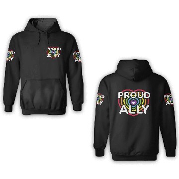 Discover Proud Ally Rainbow Heart LGBTQIA Pride Month v01 3D Hoodies