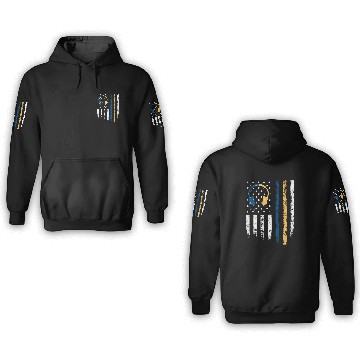 Discover Gold Blue Line 911 Police Dispatcher First 3D Hoodies