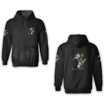 Discover puppy playing guitar 3D Hoodies