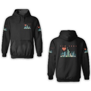 Discover New York City Nyc Skyline Heart Distressed Style 3D Hoodies