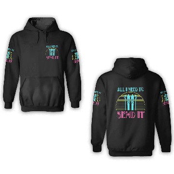 Discover Retro Neon Send It Skiing Freestyle Skiers Ski 3D Hoodies