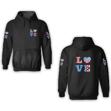 Discover LOVE America Independence Day USA Patriots 3D Hoodies
