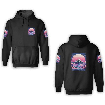 Discover Vaporwave Volcano Aesthetic Japan Sight Mount Fuji 3D Hoodies