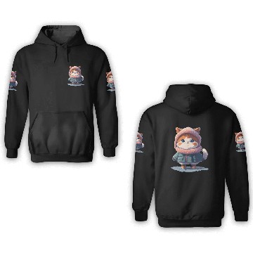Discover Kawaii cat wearing winter cloths - for cat lovers 3D Hoodies