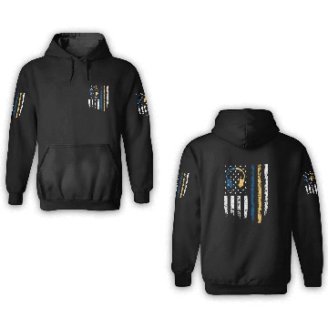 Discover Gold Blue Line 911 Police Dispatcher First 3D Hoodies