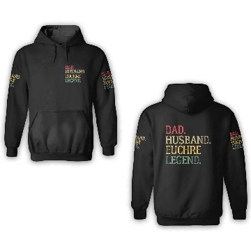 Discover Dad Husband Euchre Legend Euchre Card Game 3D Hoodies