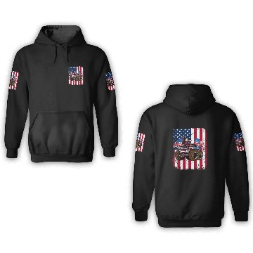 Discover US Patriot American Monster Trucks USA Fan 3D Hoodies
