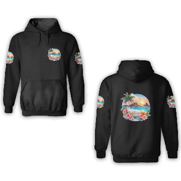 Discover Tropical Serenity: Majestic Palm Tree and Sunset 3D Hoodies