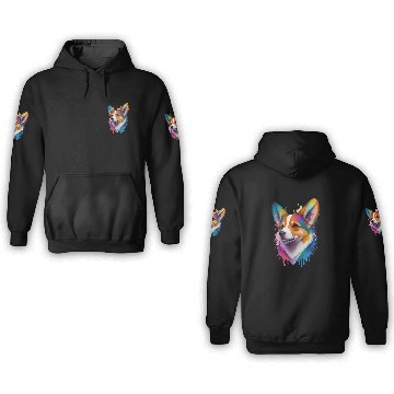 Discover Colourful rainbow realistic Welsh Corgi dog 3D Hoodies