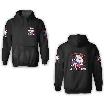 Discover Proud to be an Americorn Unicorn Independence Day 3D Hoodies