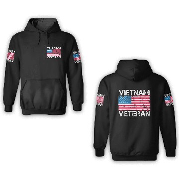 Discover Vietnam Veteran Us Flag Military Vet 3D Hoodies