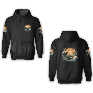 Discover serene ocean sunset with large waves (6) 3D Hoodies
