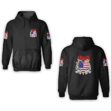 Discover America Sweet Heart Skeleton Hands Heart Flag 4th 3D Hoodies
