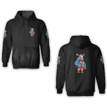 Discover Cute Rhinoceros Cartoon 3D Hoodies