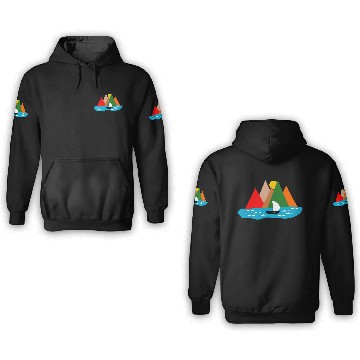 Discover Black Sailing Boat Scape 3D Hoodies