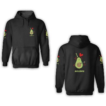 Discover I Love Avocados With Hearts Avocado Playing Guitar 3D Hoodies