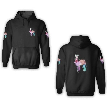 Discover Colorful Splash Art Farm animals alpaca Llama 3D Hoodies