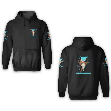 Discover Cowboy 3D Hoodies, Lightning Cow Skull Dessert Cactus