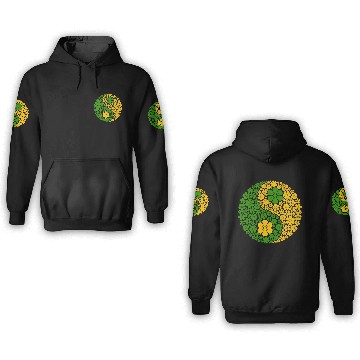 Discover Green And Yellow Yin Yang Flowers 3D Hoodies