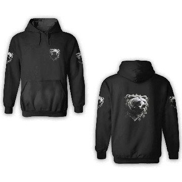 Discover Dark muzzle black and white 3D Hoodies Russian Ornam.