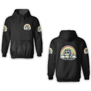 Discover Weird Rainbow Raccoon 3D Hoodies