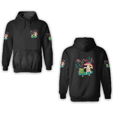 Discover Sweet Frog Skateboarding With A Mushroom 3D Hoodies
