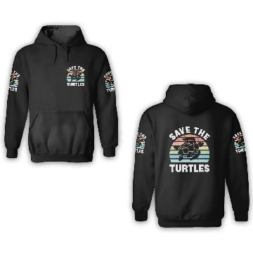Discover Save The Turtles Sea Turtle Retro Sunset 3D Hoodies