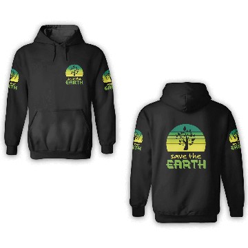 Discover Save The Earth Retro Sunset Green 3D Hoodies