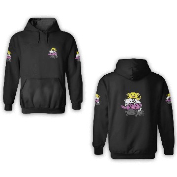 Discover Axolotl Nonbinary Flag Kawaii 3D Hoodies