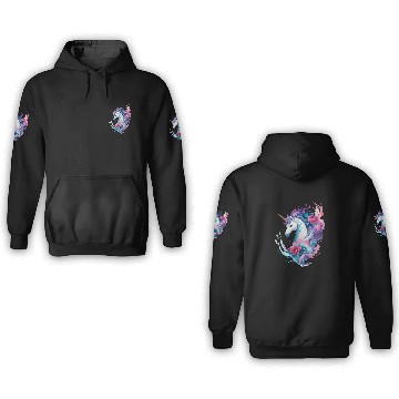 Discover Floral Enchantment: Unicorn in Water Waves Splash 3D Hoodies