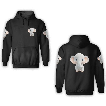 Discover Charming Baby Elephant Innocent Wildlife Beauty 3D Hoodies