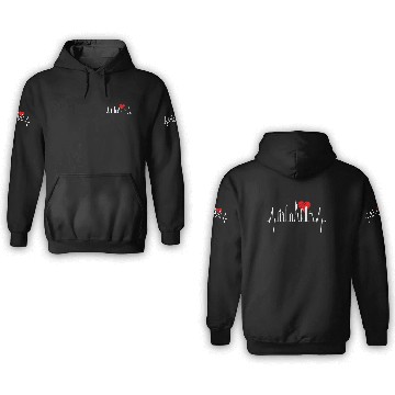 Discover Dubai Skyline Heartbeat Burj Khalifa Silhouette 3D Hoodies