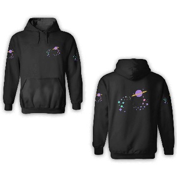 Discover Angel Numbers 555 Purple Saturn with Stars 3D Hoodies