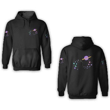 Discover Angel Numbers 666 Purple Saturn with Stars 3D Hoodies