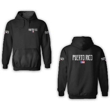 Discover Puerto Rico Flag White Text 3D Hoodies