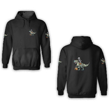 Discover Skeleton Dinosaur Pumpkin Cool Creepy Halloween 3D Hoodies