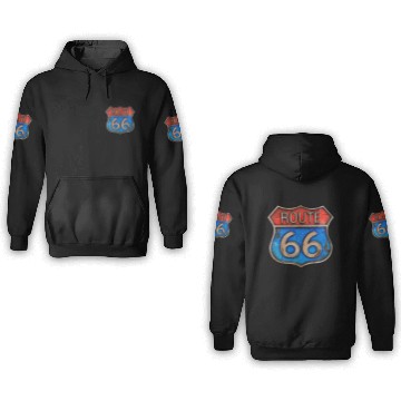 Discover Route 66 vintage sign - Rusty metal 3D Hoodies
