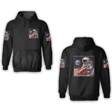 Discover Astronaut in space with shrimp 3D Hoodies