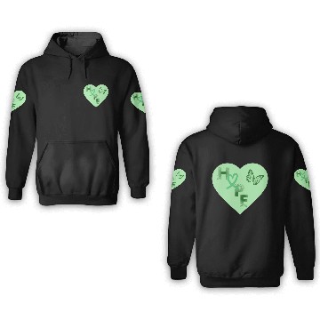 Discover Liver Cancer Hope & Butterfly Heart All Green 3D Hoodies