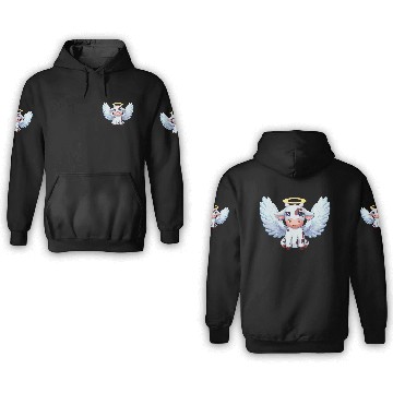Discover cow angel wings farm halo 3D Hoodies