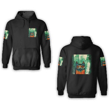 Discover Mod Owl: Watercolor CIty Owl 3D Hoodies