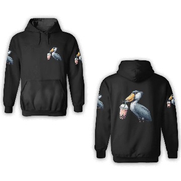 Discover Beaked stork with bubble tea 3D Hoodies