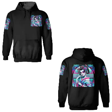 Discover Japan Geisha Retrowave Synthwave Cyberpunk 3D Hoodies