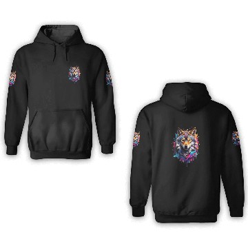 Discover Colorful Wolf Face 3D Hoodies