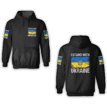 Discover I Stand With Ukraine Ukrainian Flag 3D Hoodies