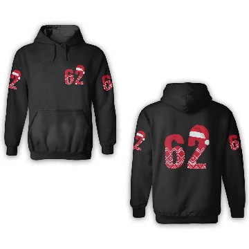 Discover 62 Red and White Christmas Number Sixty Two 3D Hoodies