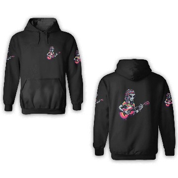Discover Hippie alien with guitar 3D Hoodies