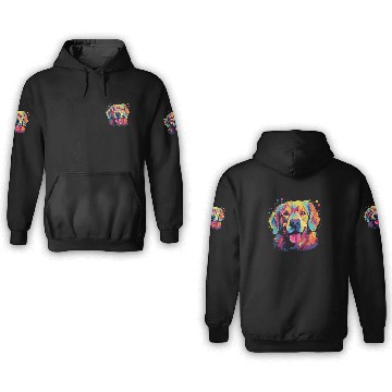 Discover Watercolor Colorful Golden Retriever 3D Hoodies
