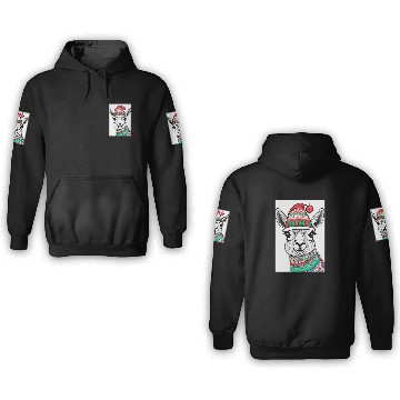 Discover Cute Llama with Christmas Hat 3D Hoodies